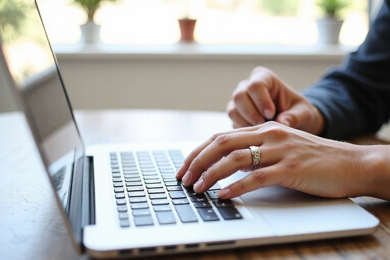 Persona che digita su un laptop, simboleggiando la creazione di un account online